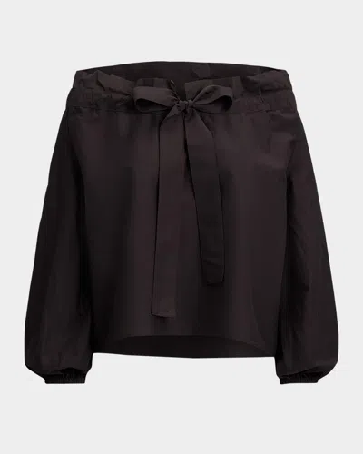 Polo Ralph Lauren Ruffle-collar Cotton-silk Blouse In Blue