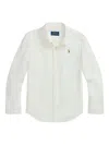 Polo Ralph Lauren Ruffle-detail Cotton Shirt In Neutral