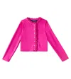 Polo Ralph Lauren Big Girls Ruffled Ponte Cardigan In Pink