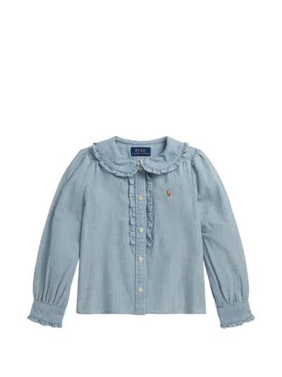 Polo Ralph Lauren Kids' Ruffled Chambray Shirt In Black