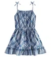 Polo Ralph Lauren Ruffled Checked Cotton Dress In Blue