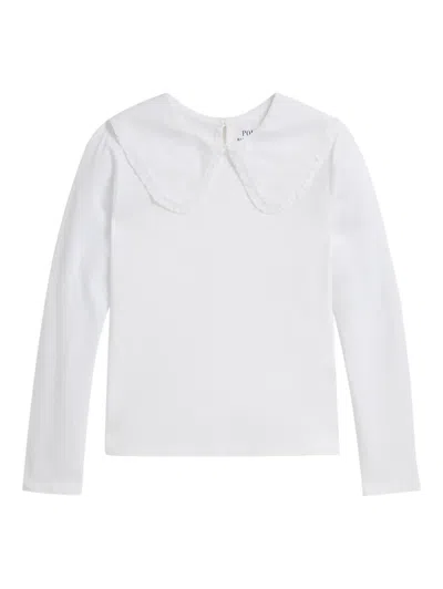 Polo Ralph Lauren Kids' Ruffled-collar Long-sleeve T-shirt In White
