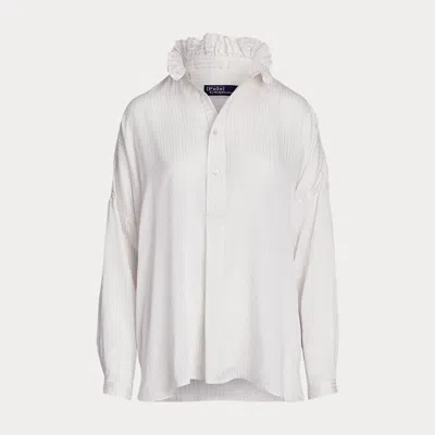 Polo Ralph Lauren Ruffled-collar Striped Blouse In Neutrals | ModeSens