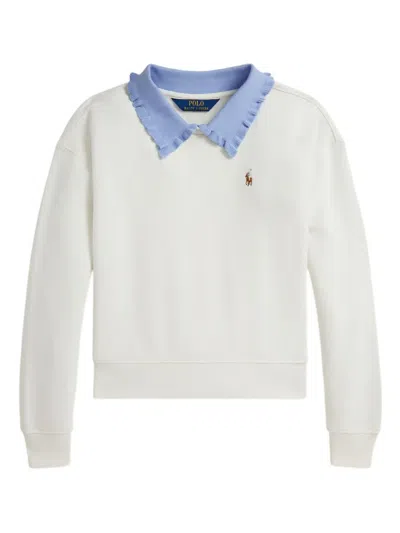 Polo Ralph Lauren Ruffled-collar Sweatshirt In White