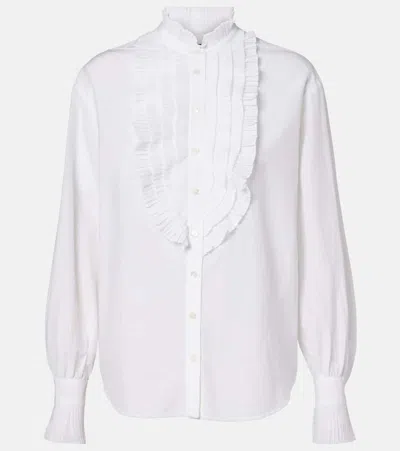 Polo Ralph Lauren Ruffled Cotton And Silk Blouse In White