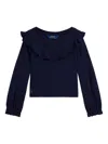 Polo Ralph Lauren Ralph Lauren Ruffled Cotton-modal Top In Blue