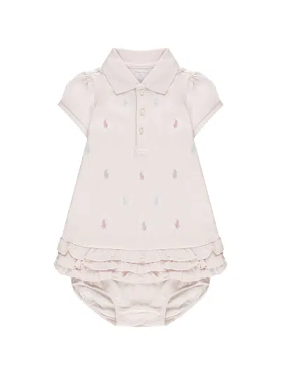 Polo Ralph Lauren Babies' Ruffled Embroidered Dress In Pink