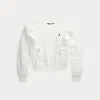 Polo Ralph Lauren Kids' Ruffled French Terry Sweatshirt In White With Newport Navy