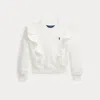 Polo Ralph Lauren Kids' Ruffled French Terry Sweatshirt In White/newport Navy
