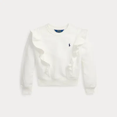 Polo Ralph Lauren Kids' Ruffled French Terry Sweatshirt In White/newport Navy