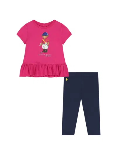 Polo Ralph Lauren Babies' Ruffled Graphic Trousers Set Of Two In Multi