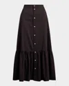 Polo Ralph Lauren Ruffled-hem Cotton-silk Skirt In Brown