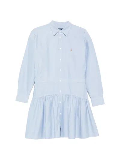Polo Ralph Lauren Long Sleeve Cotton Shirtdress In Blue
