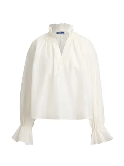 Polo Ralph Lauren Ruffled Split-placket Blouse In White