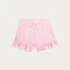 Polo Ralph Lauren Kids' Ruffled Stretch Mesh Short In Carmel Pink/harbor Island