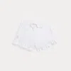 Polo Ralph Lauren Ruffled Stretch Mesh Short In White/hint Of Pink