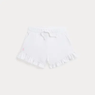 Polo Ralph Lauren Kids' Ruffled Stretch Mesh Short In White/hint Of Pink