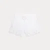 Polo Ralph Lauren Kids' Ruffled Stretch Mesh Short In White/hint Of Pink