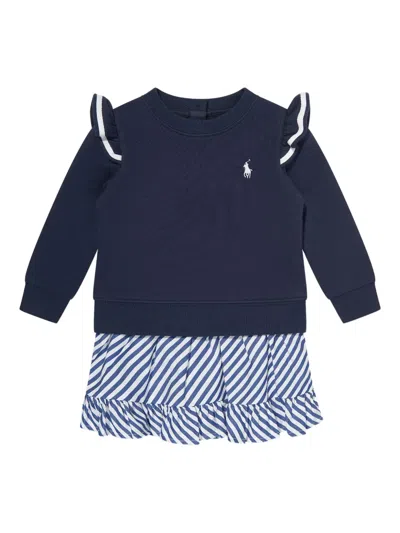Polo Ralph Lauren Kids' Ruffled Sweatshirt Dress In Blue