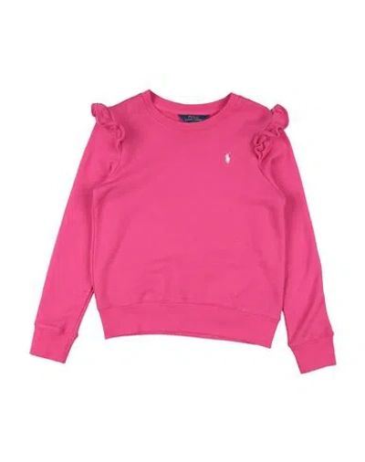 Polo Ralph Lauren Babies'  Ruffled Terry Sweatshirt Toddler Girl Sweatshirt Magenta Size 5 Cotton, Polyester