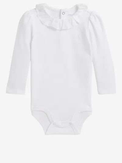 Polo Ralph Lauren Ruffled-collar Cotton Bodysuit In White