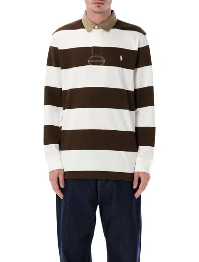 Polo Ralph Lauren Heritage Rugby Shirt Striped Pattern Long Sleeves In Transparent