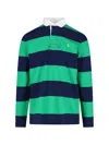 Polo Ralph Lauren Striped Long Sleeve Polo With Half Button Placket In Green