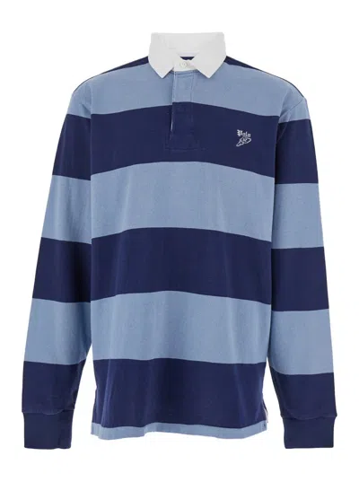 POLO RALPH LAUREN "RUGBY" MULTICOLOR POLO SHIRT WITH LOGO EMBROIDERY ON THE FRONT AND ALL-OVER STRIPED MOTIF IN COTTON