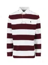 Polo Ralph Lauren Classic Fit Burgundy/cream Striped Polo Shirt In Red