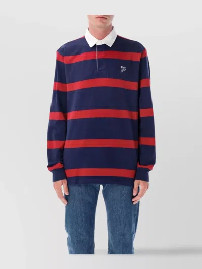 Polo Ralph Lauren Rugby Shirt Striped Buttoned Collar In Multi