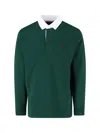 Polo Ralph Lauren 'rugby' Green Polo Shirt With Contrasting Collar And Pony Detail On The Front In Cotton Man In Green