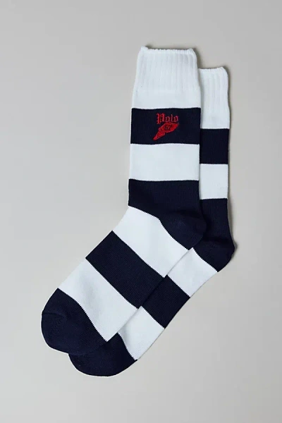 Polo Ralph Lauren Rugby Stripe Crew Sock In White, Men's At Urban Outfitters