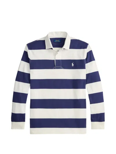 Polo Ralph Lauren Rugby Striped Polo Shirt In Blue