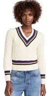 Polo Ralph Lauren Striped Cable-knit Wool And Cashmere-blend Sweater In Multi