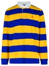 Polo Ralph Lauren The Iconic Rugby Shirt Man Polo Shirt Bright Blue Size L Cotton In Yellow