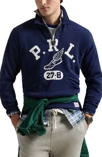 Polo Ralph Lauren Running Club Vintage Fit Graphic Sweatshirt In Cruise Navy