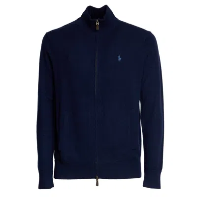 Polo Ralph Lauren Rws Merino Wool Zip-up Sweater In Black