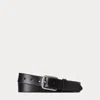Polo Ralph Lauren Saddle Leather Dress Belt In Black