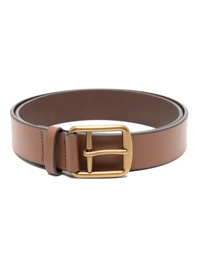 Polo Ralph Lauren Saddler Leather Buckle Belt In Braun