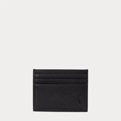 Polo Ralph Lauren Saffiano Leather Card Case In Black