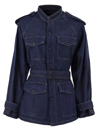 Polo Ralph Lauren Saharan Jacket In Cotton Denim In Blue