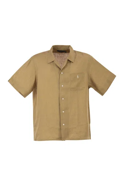 Polo Ralph Lauren Saharan Linen Shirt In Gray