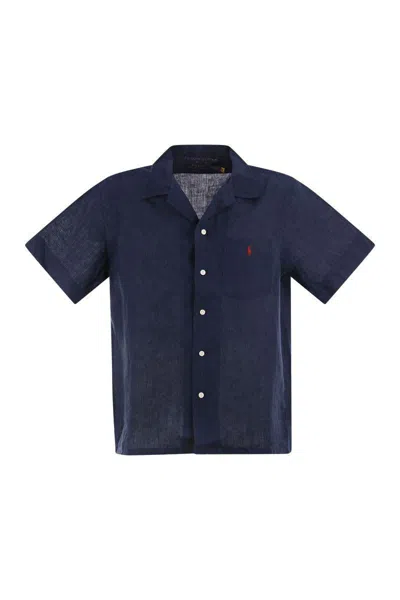 Polo Ralph Lauren Saharan Linen Shirt In Navy