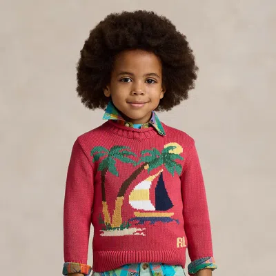 Polo Ralph Lauren Kids' Sailboat Cotton Sweater In Nantucket Red Multi