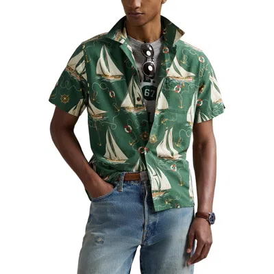 Polo Ralph Lauren Sailboat Print Cotton Oxford Cloth Camp Shirt
