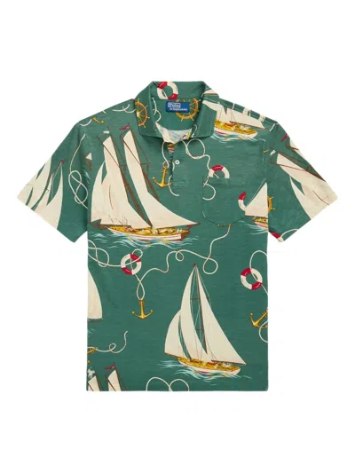Polo Ralph Lauren Sailboat-print Short-sleeve Polo Shirt In Multi
