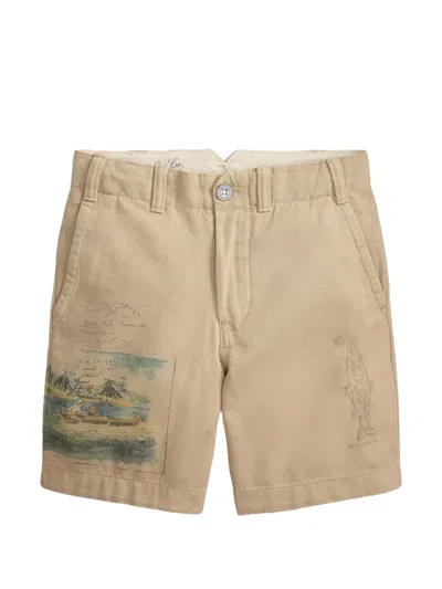 Polo Ralph Lauren Kids' Salinger Scenic-print Chino Shorts In Brown