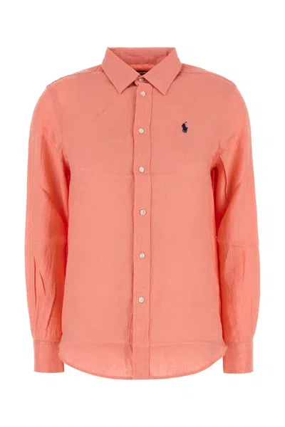 POLO RALPH LAUREN CAMICIA IN LINO SALMONE  DONNA
