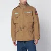 Polo Ralph Lauren Cotton Jacket With Drawstring Waist And Pockets In Gold