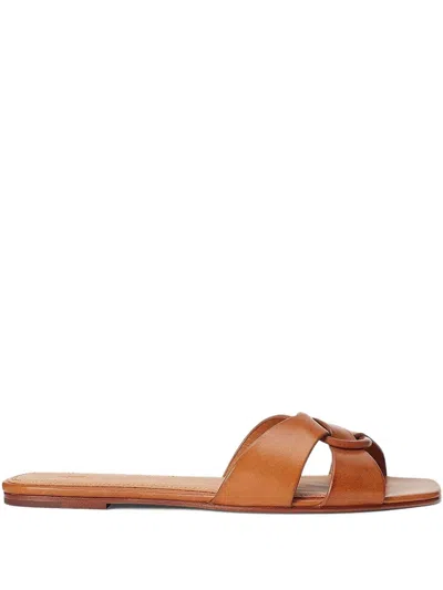 Polo Ralph Lauren Sandal In Leather In Brown